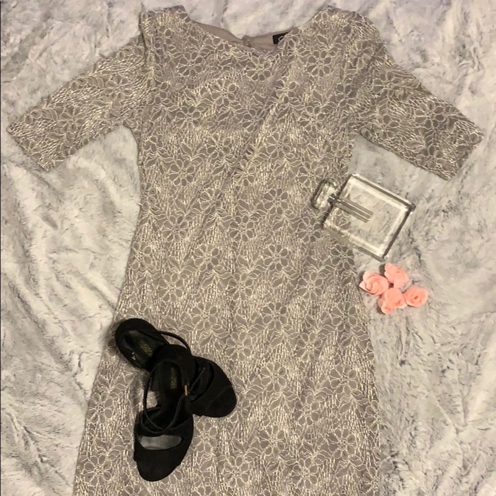 Candalite Grey Lace Dress
